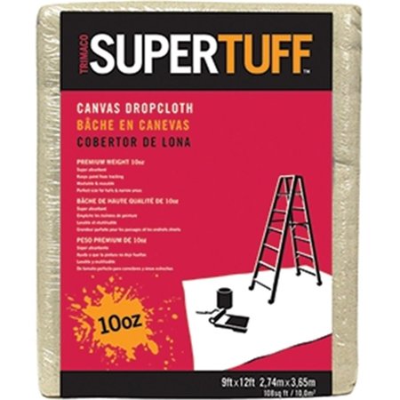 TRIMACO 51121 9 x 12 ft 10 oz Super Tuff Canvas Drop Cloth 047034511218